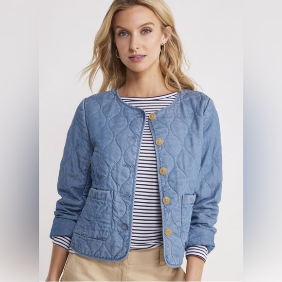Vineyard Vines Chambray Quilted Jacket, Size M - Picture 1 of 14